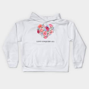 Valentines Day: Love Conquers All Flower Bouquet Kids Hoodie